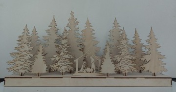 3D Рождественский вертеп с елками