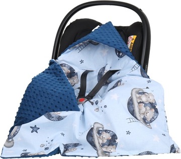 BABYMAM KOCYK MINKY DO FOTELIKA NOSIDEŁKA OTULACZ CIEPŁY Z KAPTURKIEM