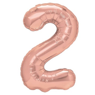 BALON foliowy RÓŻOWE ZŁOTO cyfra nr 2 100cm XXL
