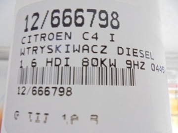 C4 I VSTŘIKOVACÍ TRYSKA 0445110188 1,6HDI