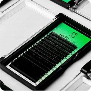 НАКЛАДНЫЕ РЕСНИЦЫ Rarity Black Lashes ЧЕРНЫЕ C завиток | 0,10 мм | 13 мм