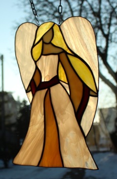 Витраж женщина ангел Подарок для нее Бежевый