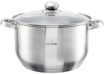 GARNEK STALOWY Z POKRYWKĄ SREBRNY 26CM/8,2L ZILNER