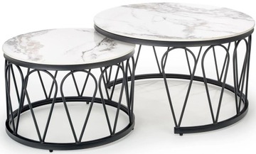 Zestaw 2 Ław FORMOSA Halmar - Biały Marmur, Czarny, Eleganckie