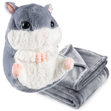 ХОМЯК С ОДЕЯЛЕМ Одеяло 160х110 см ПОДУШКА-МАСКОТ ПЛЮШЕВАЯ ИГРУШКА ДЛЯ ОБНИМАНИЙ 3в1