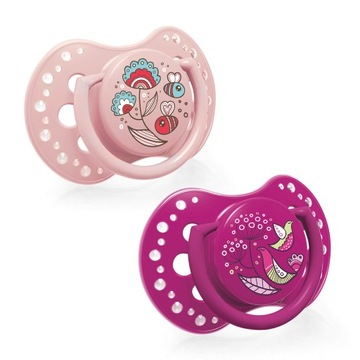 Lovi Smoczek silikonowy folky 0-3 m 2 szt. 22/841 różowy
