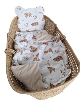 Komplet PREMIUM do wózka gondoli kołyski kosza koc kocyk velvet jasny beż