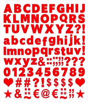 NAKLEJKA APLIKACJA NAPRASOWANKA ARKUSZ LITER litery wys. 4 CM ZNAKI