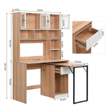 Письменный стол с полкой, рабочий стол со шкафом, письменный стол со шкафом для ПК, компьютерный стол