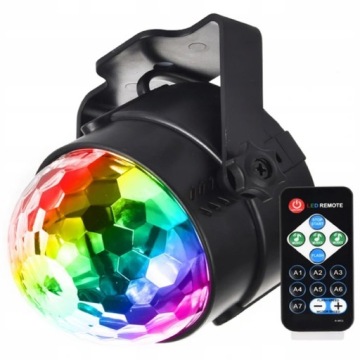 ДИСКОШАР ДИСКОПРОЕКТОР ВРАЩАЮЩИЙСЯ ЛАЗЕР RGB СВЕТОДИОДНЫЙ ОТРАЖАТЕЛЬ + ПУЛЬТ ДУ