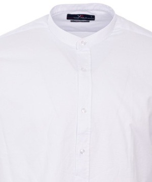 РУБАШКА МУЖСКАЯ, хлопок, БЕЛАЯ, воротник стойка, XXL REGULAR