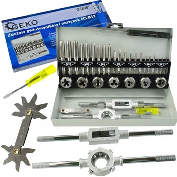 НАБОР МАТРИЦ И НАРЕЗНОЙ РЕЗЬБЫ 32 шт. КАЛИБРОВОЧНЫЕ МАТЕРИ M3-M12 32 ШТ.