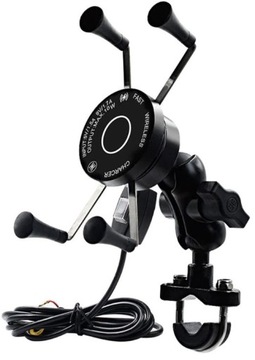 MOTOCYKLOWY UCHWYT X INDUKCYJNY QI QC 3.0 USB