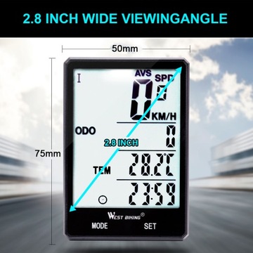 WEST BIKING Пробег с большим экраном 2,8 дюйма