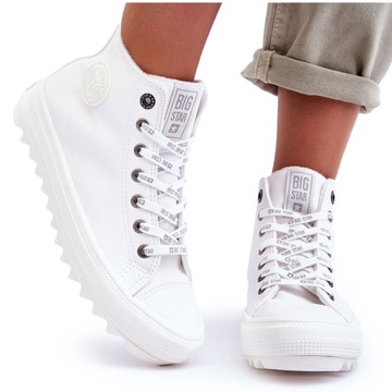 CIEPŁE WYSOKIE TRAMPKI BIG STAR GG274108 BIAŁE 38