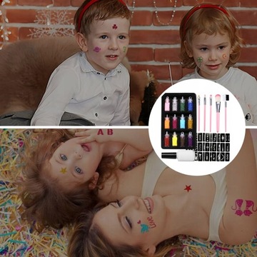 НАБОР ДЛЯ ТАТУ С БЛЕСКАМИ «Сделай сам» 87 ШАБЛОНОВ 12 БЛЕСКОВ В ПОДАРОК