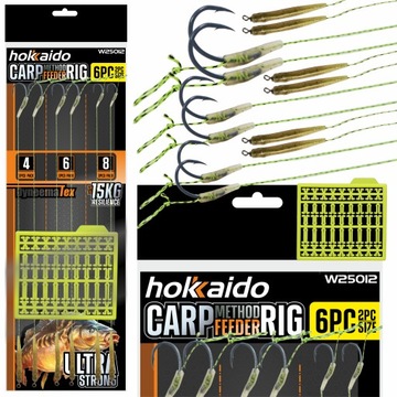 ZESTAW PRZYPONÓW KARPIOWYCH ROZMIAR 4/6/8 6PC HOKKAIDO PREMIUM QUALITY