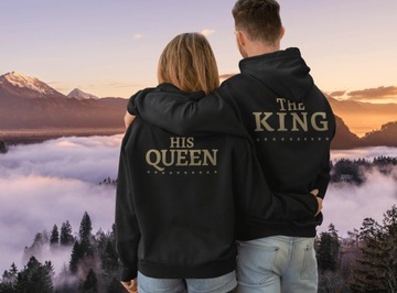 Zestaw Bluzy z Kapturem Dla Par Prezent King Queen