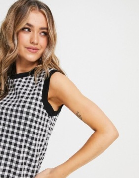 ЖИЛЕТ NEW LOOK БЕЛЫЙ ЧЕРНЫЙ В КЛЕТКУ 40 Л 1ACM