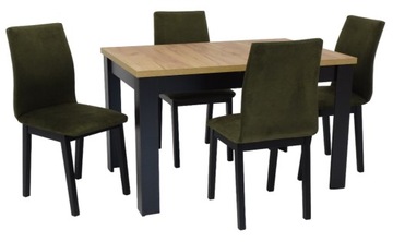 STÓŁ Z KRZESŁAMI Stół C-2 80x120/160 cm Dąb Craft + 6x Krzesło LUNA 17B