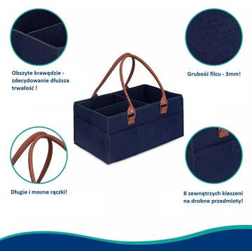 ORGANIZER NA PIELUSZKI KOSMETYKI ZABAWKI PODRÓŻNY TORBA FILCOWA SEGREGATOR