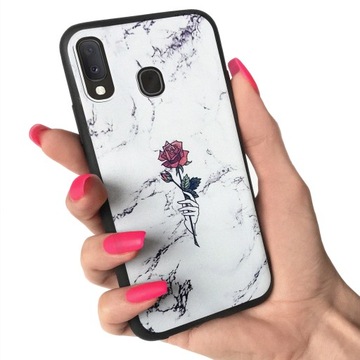 Etui matowe do Samsung A20E guma wzory case +SZKŁO