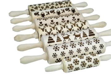 WAŁEK DO CIASTEK ZE WZORKAMI GRAWEROWANY - RENIFER