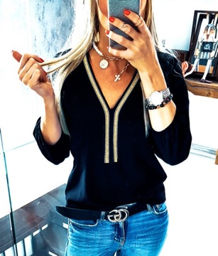 . ЭЛЕГАНТНАЯ ПОВСЕДНЕВНАЯ БЛУЗКА С V-ОБРАЗНЫМ ВЫРЕЗОМ