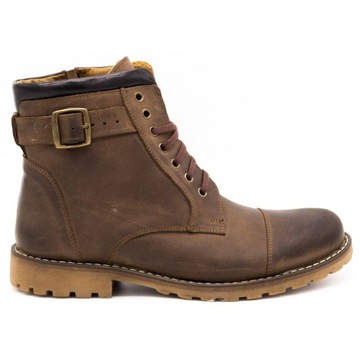 BUTY MĘSKIE OCIEPLANE ZIMOWE BRĄZ SKÓRA 910MP 39