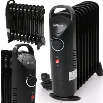 ЭЛЕКТРИЧЕСКИЙ МАСЛЯНЫЙ РАДИАТОР, ЧЕРНЫЙ ТЕРМОСТАТ С РЕБЕРАМИ, 900 Вт, компактный