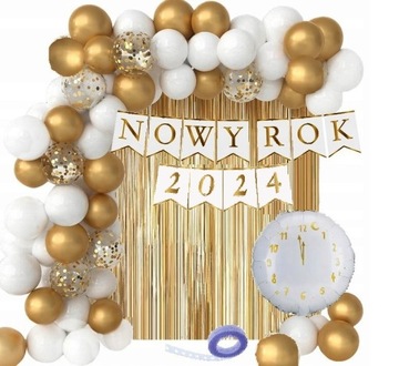NOWY ROK balony zestaw dekoracje na Sylwestra
