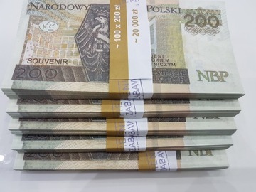 Банкноты номиналом 200 злотых для развлечения и обучения, упаковка 100 штук + БЕСПЛАТНО