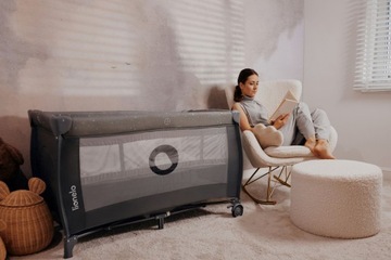 ДВУХУРОВНЕВАЯ кроватка Lionelo Stefi манеж БАМБУКОВОЕ ОДЕЯЛО СЕРЫЙ