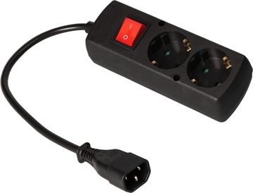 Adapter Przejściówka UPS wtyk C14 2 gniazda schuko