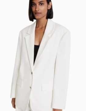 BERSHKA - Куртка оверсайз кремового цвета - M