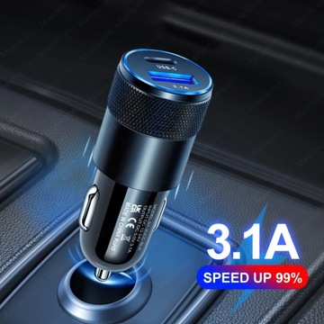 Автомобильное зарядное устройство USB мощностью 66 Вт для быстрой зарядки автомобиля типа C