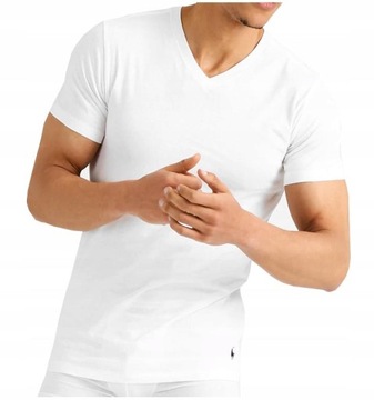 Ralph Lauren Biały Klasyk T-shirt Męski Serek XL