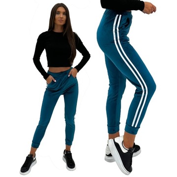 WE993 roz. XXL DAMSKIE SPODNIE WELUROWE GŁADKIE