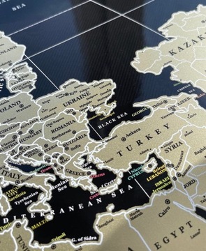Золотая большая скретч-карта мира XL без России АНГЛ. КАРТА + аксессуары в подарок