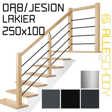 Balustrada barierka drewniana metalowa L 1x2,5 DĄB