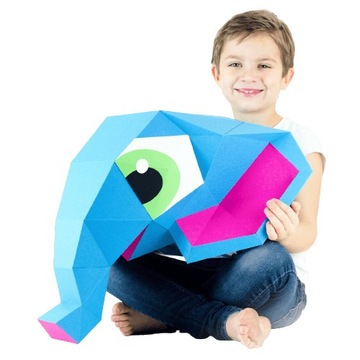 Słonik NoweKartonowe - ozdoba na ścianę 3D