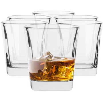 SZKLANKI DO WHISKY Whiskey Drinków NISKIE Komplet 6x315 ml GRUBE SZKŁO