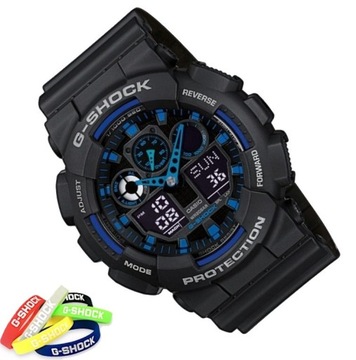 Czarny sportowy zegarek męski na pasku Casio G-Shock GA-100 1A2ER +GRAWER