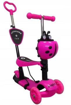 ТРЕХКОЛЕСНЫЙ БАЛАНСИРОВОЧНЫЙ СКУТЕР LED 5В1 РОЗОВЫЙ БОЖЬЯ КОРОВКА