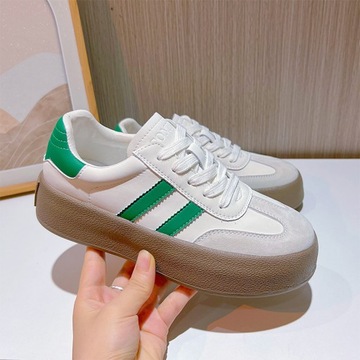 Nowe damskie buty sportowe na platformie Białe buty Retro Casual Shoes