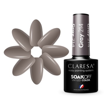 CLARESA SZARY LAKIER HYBRYDOWY GRAY 214 5ml