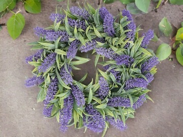 GĘSTY WIANEK LAWANDA 30 cm OZDOBA NA DRZWI STÓŁ WIANUSZEK Z LAWENDĄ