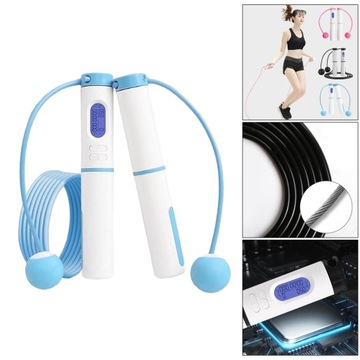 Цифровая скакалка с подшипником, беспроводная, синяя
