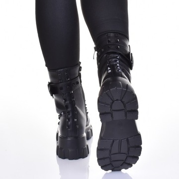 ЛЕГЕНДАРНЫЕ ЖЕНСКИЕ РАБОЧИЕ БОТИНКИ, КОЖАНЫЕ ТРАПЕРЫ С КЛЕПКАМИ, ЧЕРНЫЕ