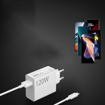 SZYBKA ŁADOWARKA Z KABLEM USB DLA XIAOMI/REDMI 120W